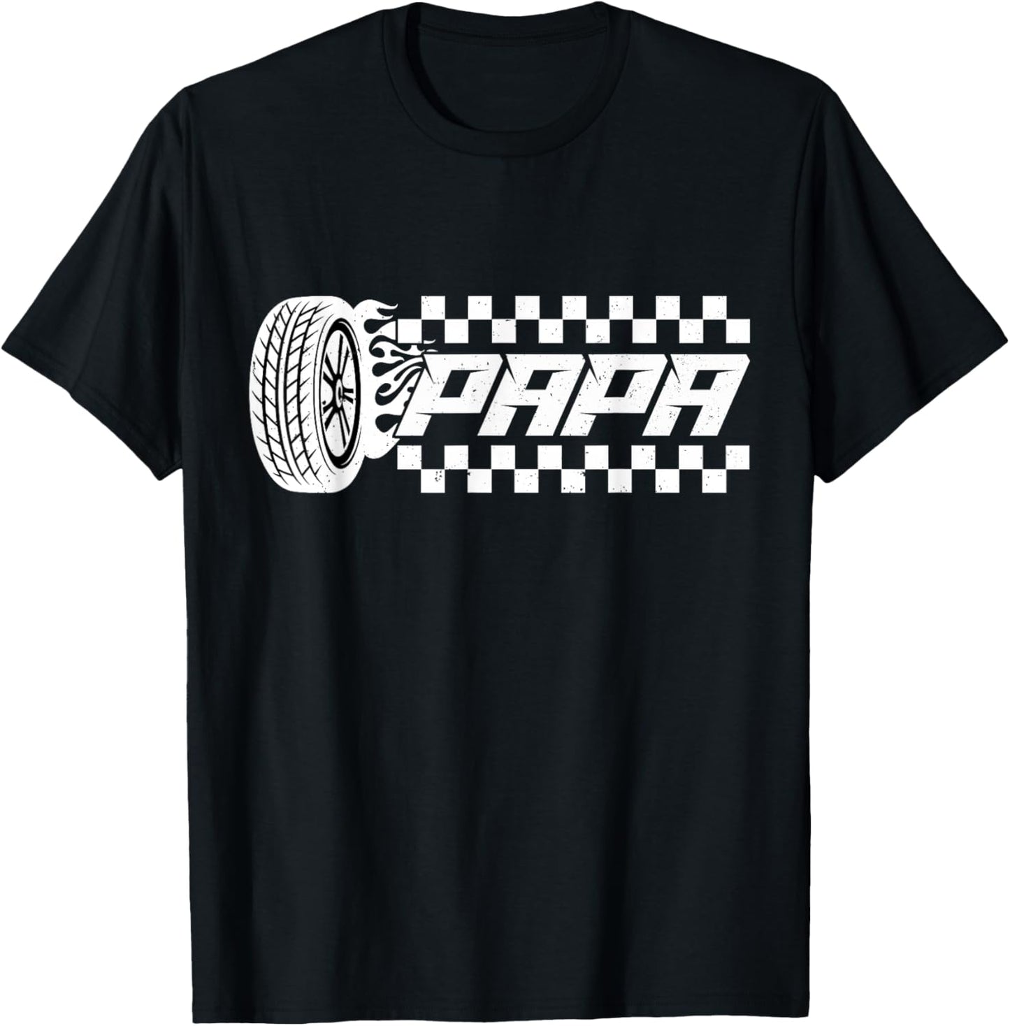 Papa Pit Crew Family Racing Birthday Race Car T-Shirt - T-Shirt | Black