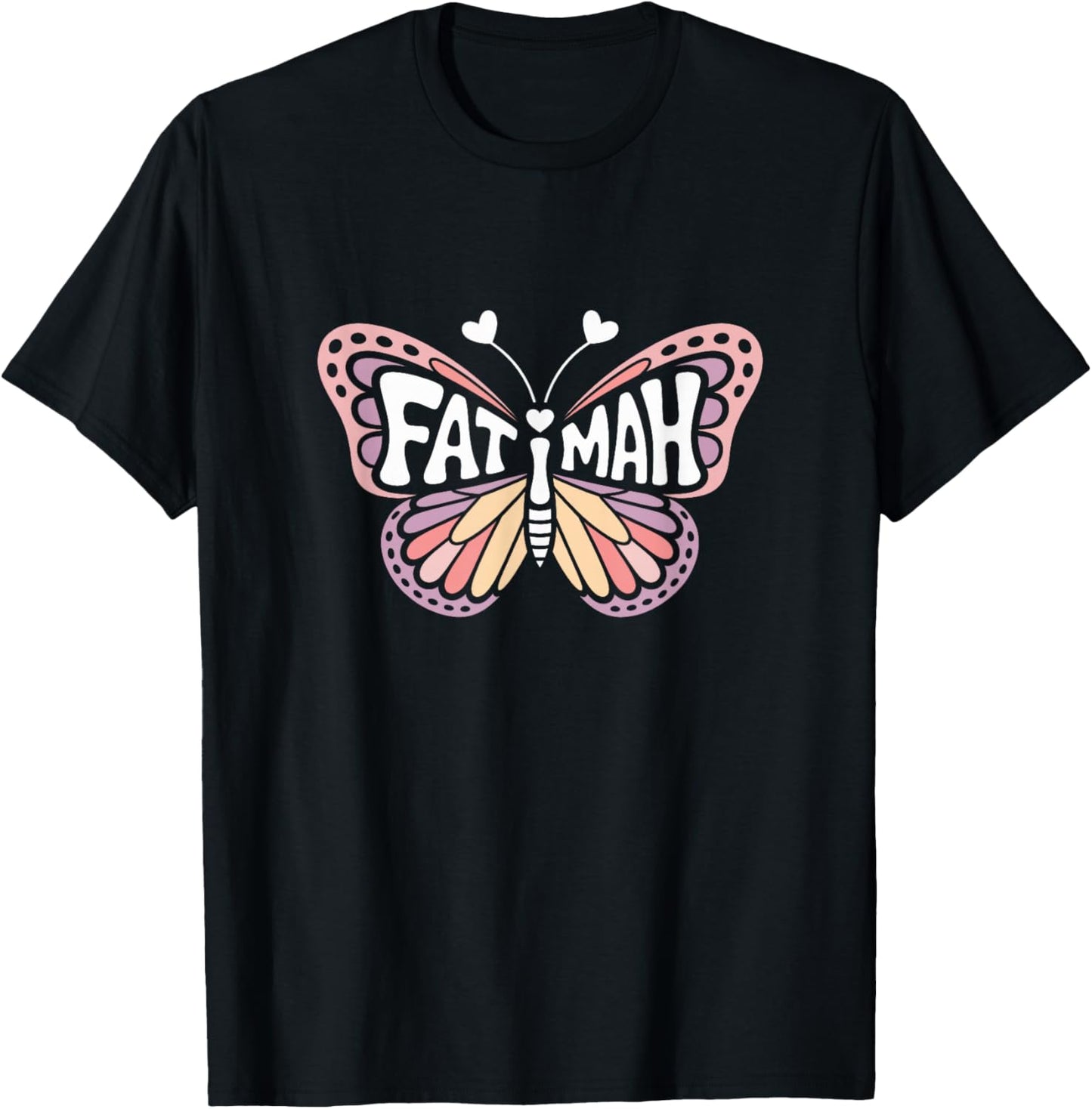 Fatimah Butterfly - Personalized Cute Name Word Art T-Shirt - T-Shirt | Black