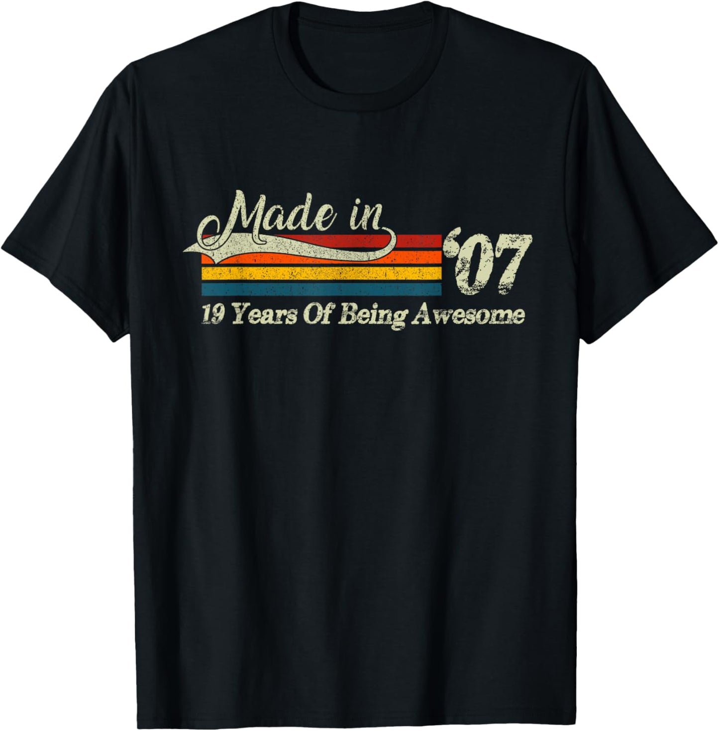 19th Birthday Gift Made in 2007 19 Years of Being Awesome T-Shirt - T-Shirt | Black