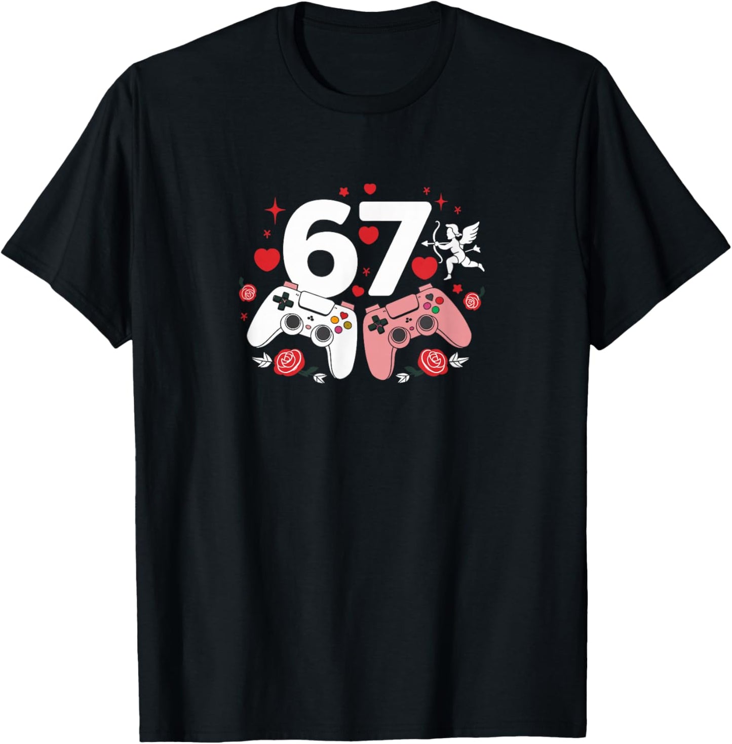 Valentines | Funny 6 Gamer 7 | Valentines Day T-Shirt - T-Shirt | Black