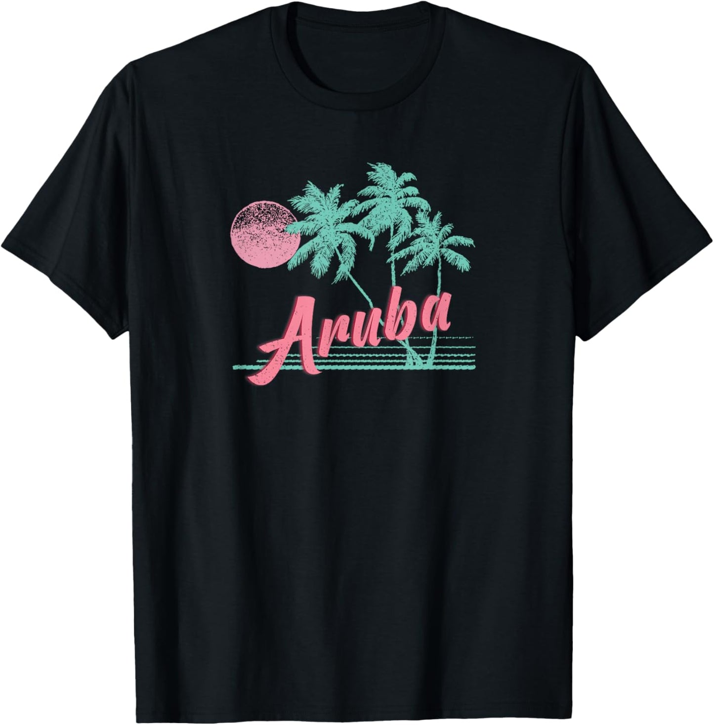 Aruba Retro Beach Graphic T-Shirt - T-Shirt | Black
