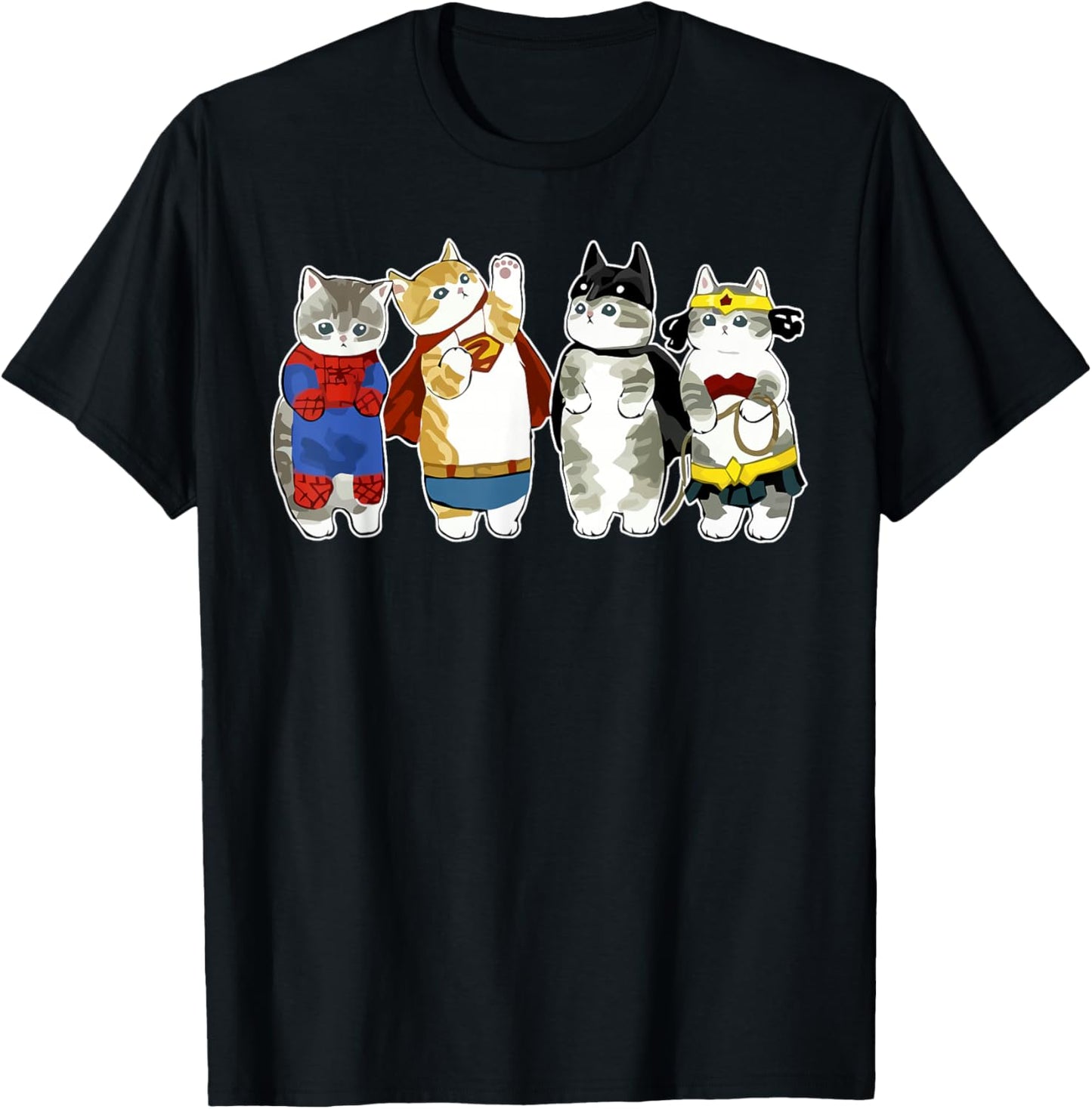 Superhero Cats Kitten Kitty Cats Lover Super Kitten Funny T-Shirt - T-Shirt | Black