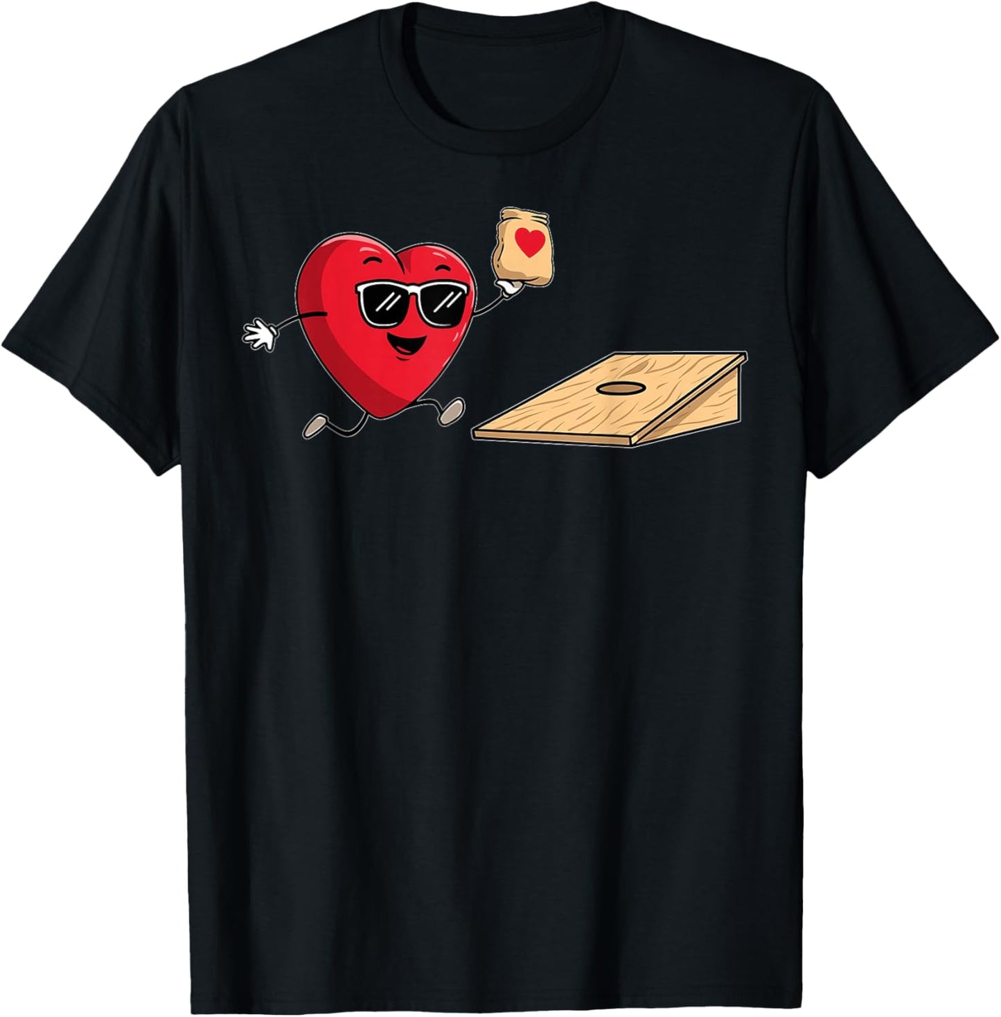 Cornhole Heart Team Player Valentine's Day Sunglasses T-Shirt - T-Shirt | Black