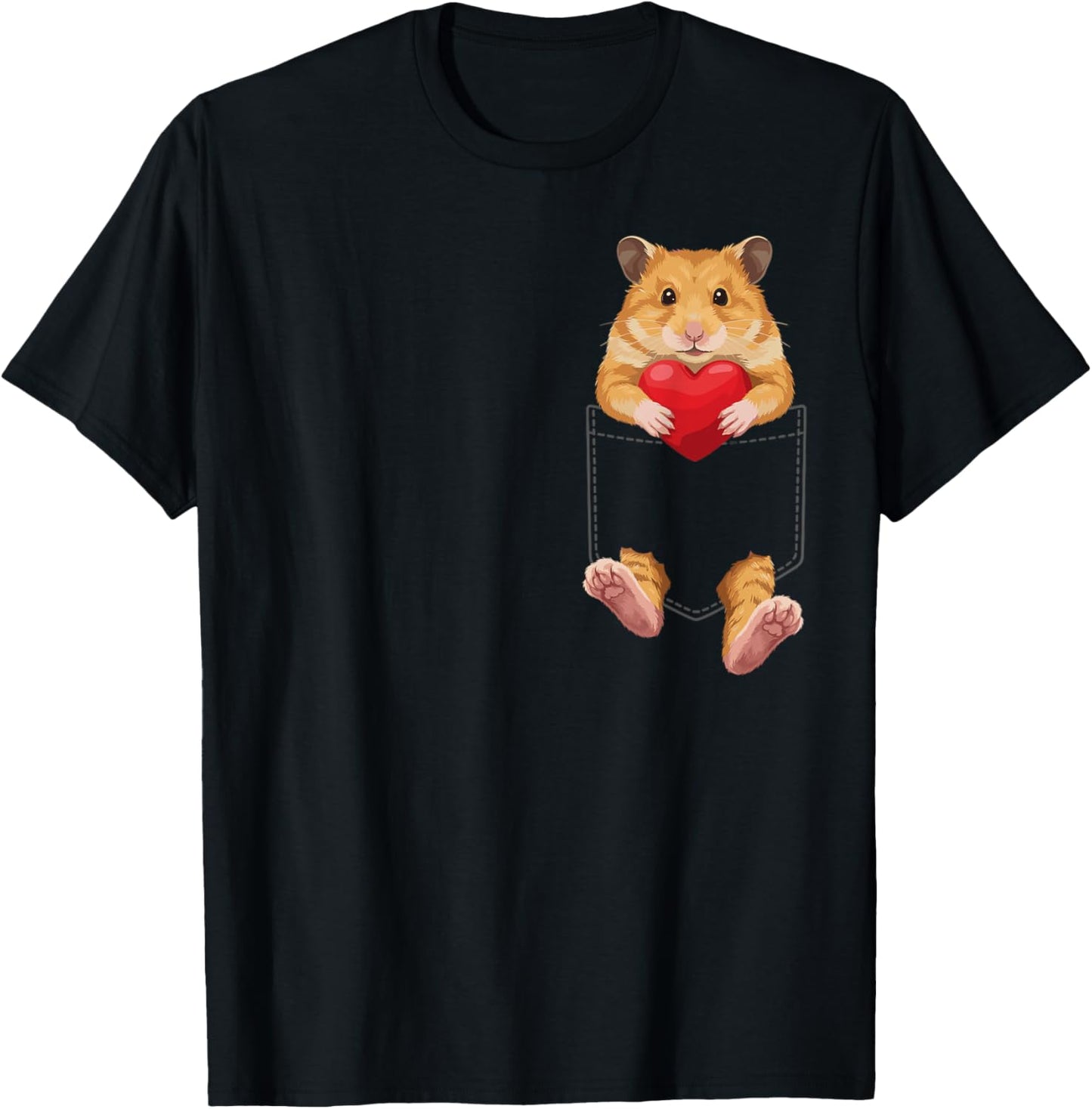 Hamster in Pocket Rodent Pet Lover Design Valentines T-Shirt - T-Shirt | Black