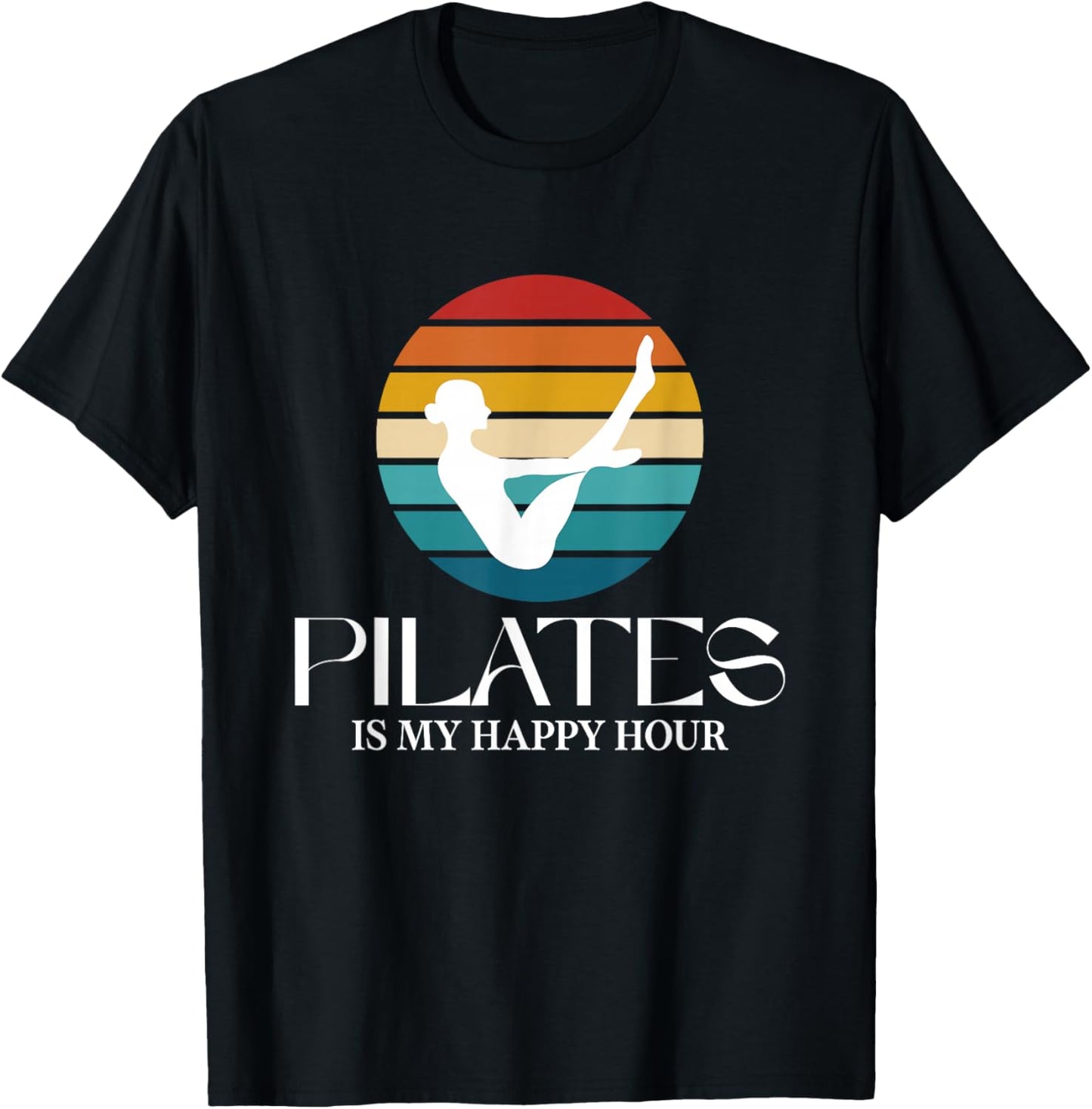 Pilates Boat Pose Funny Pilates is My Happy Hour Vintage T-Shirt - T-Shirt | Black
