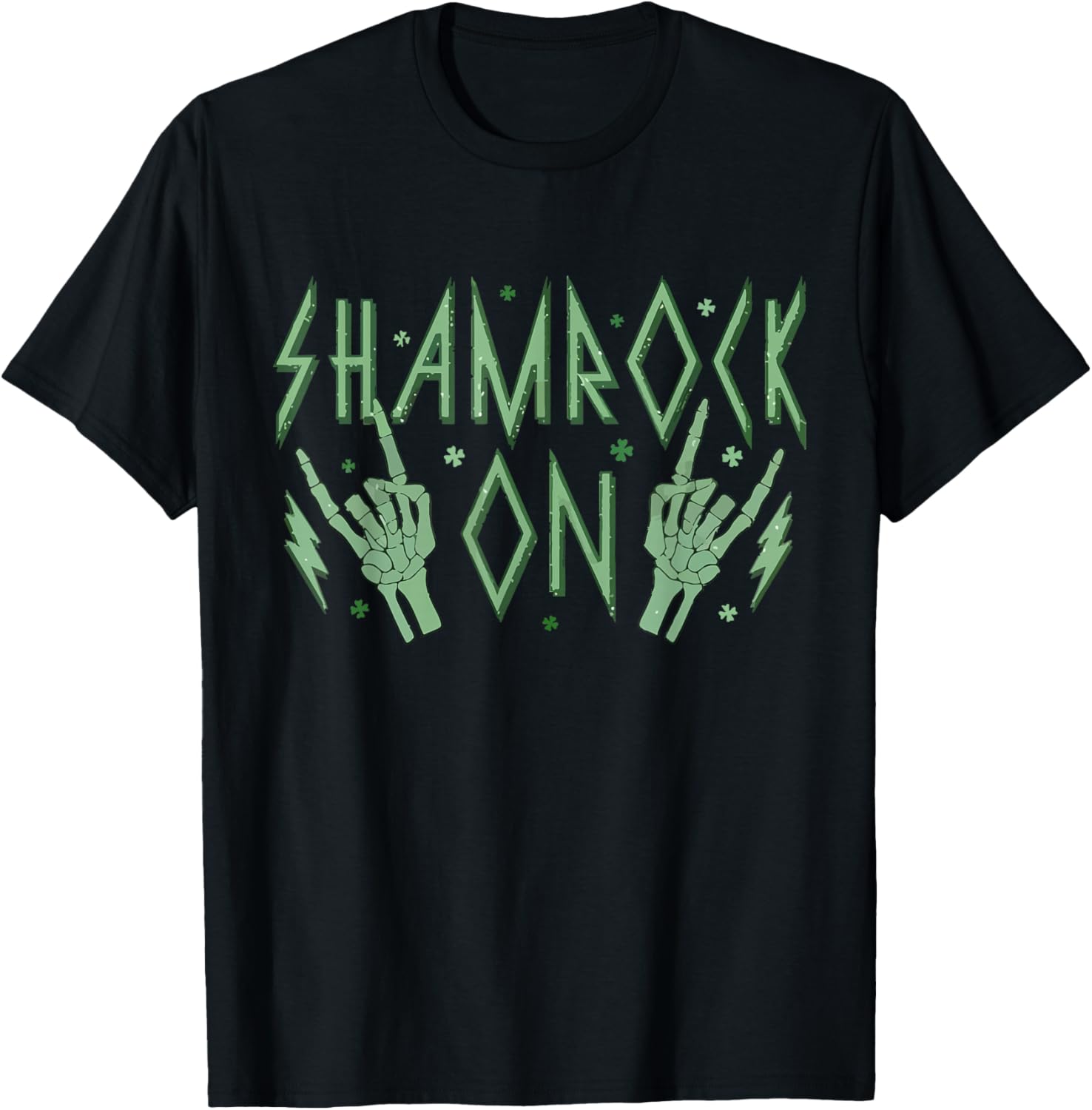 St Patricks Day Skeleton Hand Rock Pocket Saint Pattys Gifts T-Shirt - T-Shirt | Black