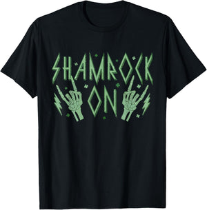 St Patricks Day Skeleton Hand Rock Pocket Saint Pattys Gifts T-Shirt - T-Shirt | Black