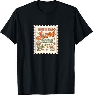 Due in June 2026 Cute Maximalist Baby Announcement T-Shirt - T-Shirt | Black