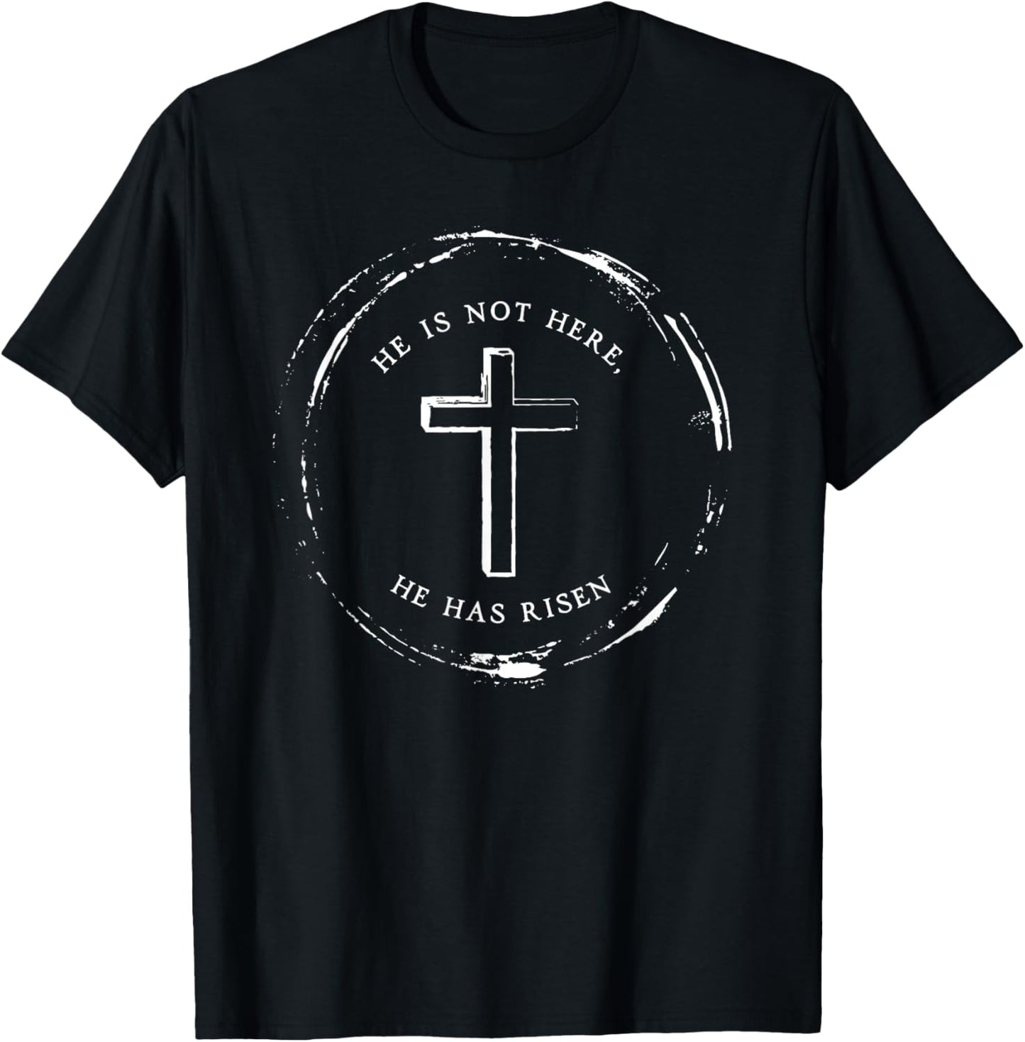 He is Not Here He Has Risen Easter Christian Cross Jesus T-Shirt - T-Shirt | Black