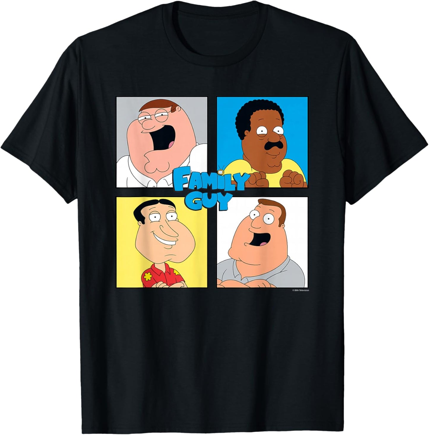 Family Guy Colorful Pop Art Character Grid Funny Cartoon T-Shirt - T-Shirt | Black