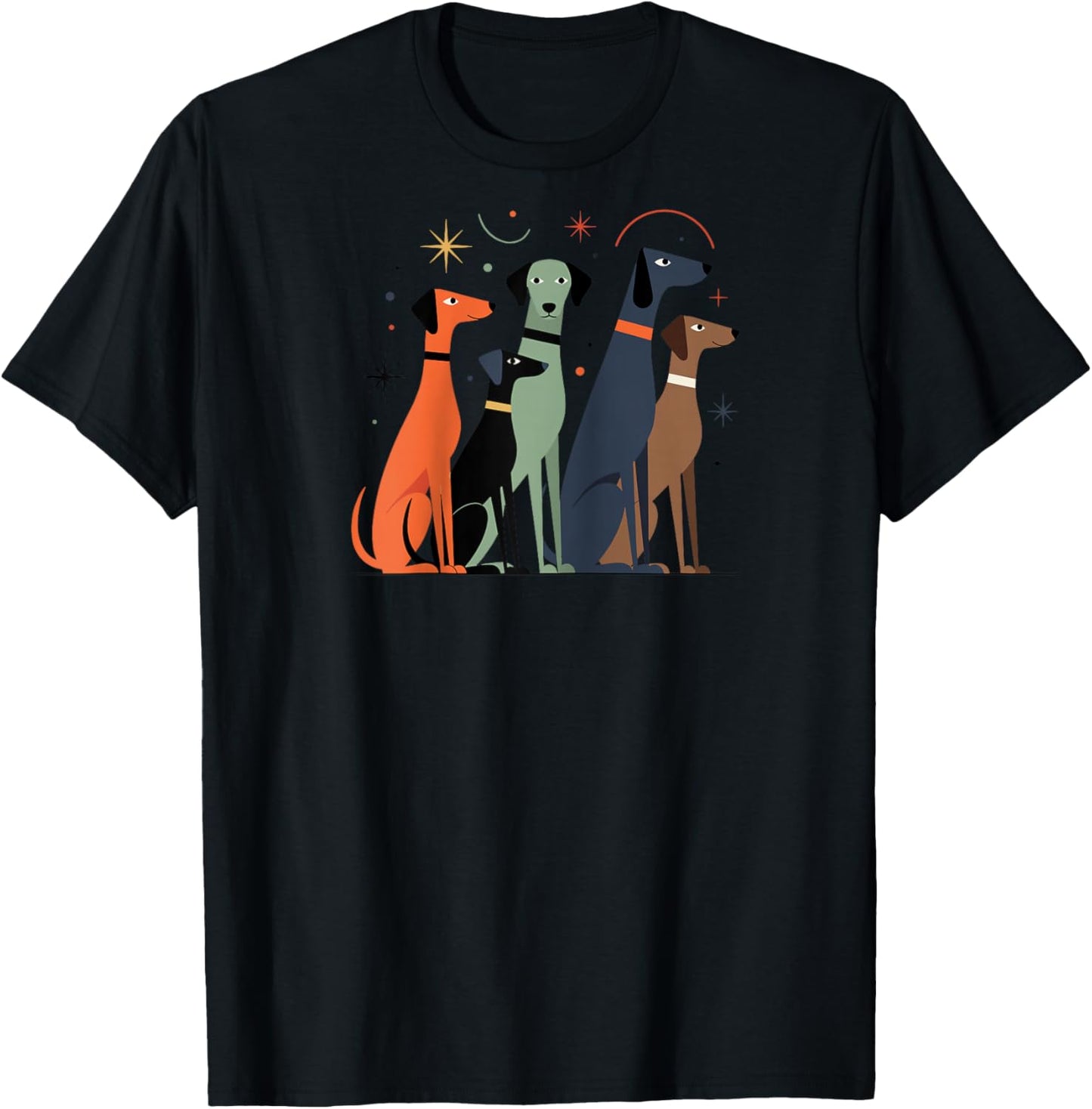Retro Mid-Century, Modern Dogs, Atomic Age, 50s & 60s Style Raglan Baseball T-Shirt - T-Shirt | Black