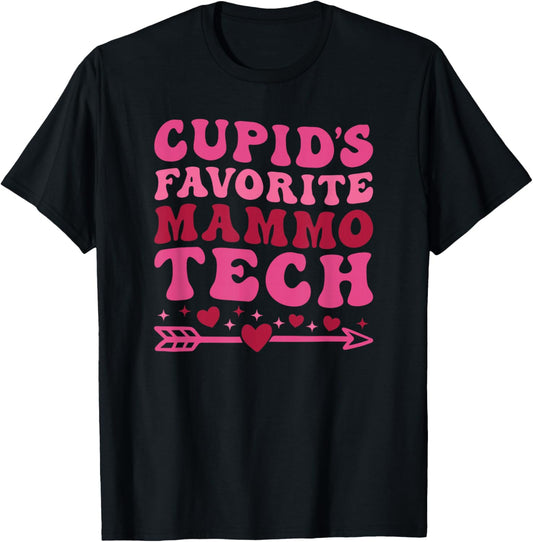 Mammo Tech Valentine's Day Mammography Technologist Retro T-Shirt - T-Shirt | Black