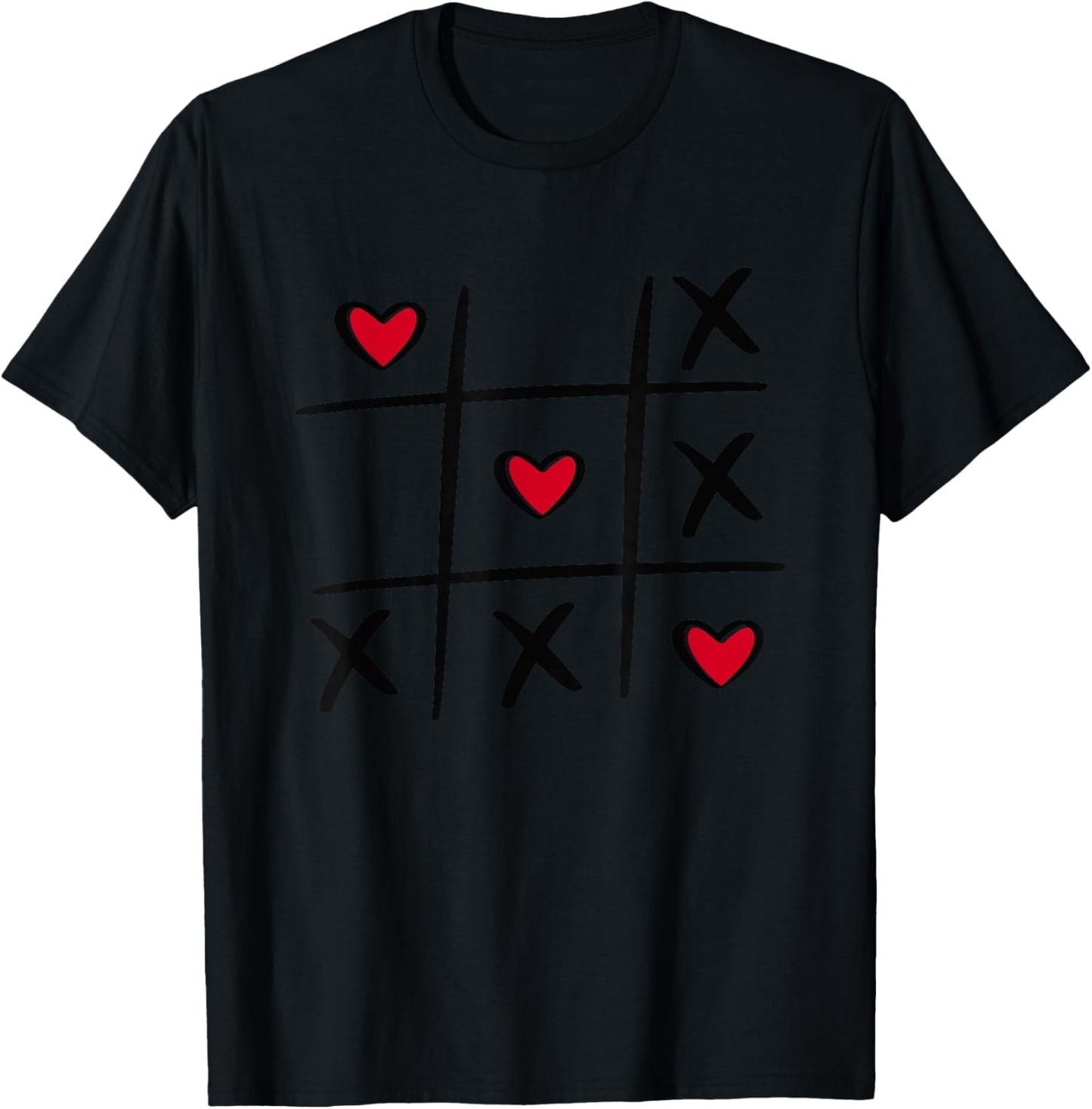 Valentine Heart Tic Tac Toe T-Shirt - T-Shirt | Black