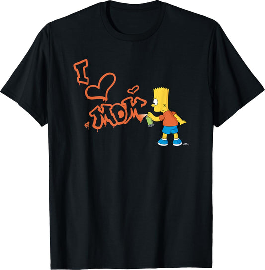The Simpsons Mother's Day Bart I Love Mom Graffiti T-Shirt - T-Shirt | Black