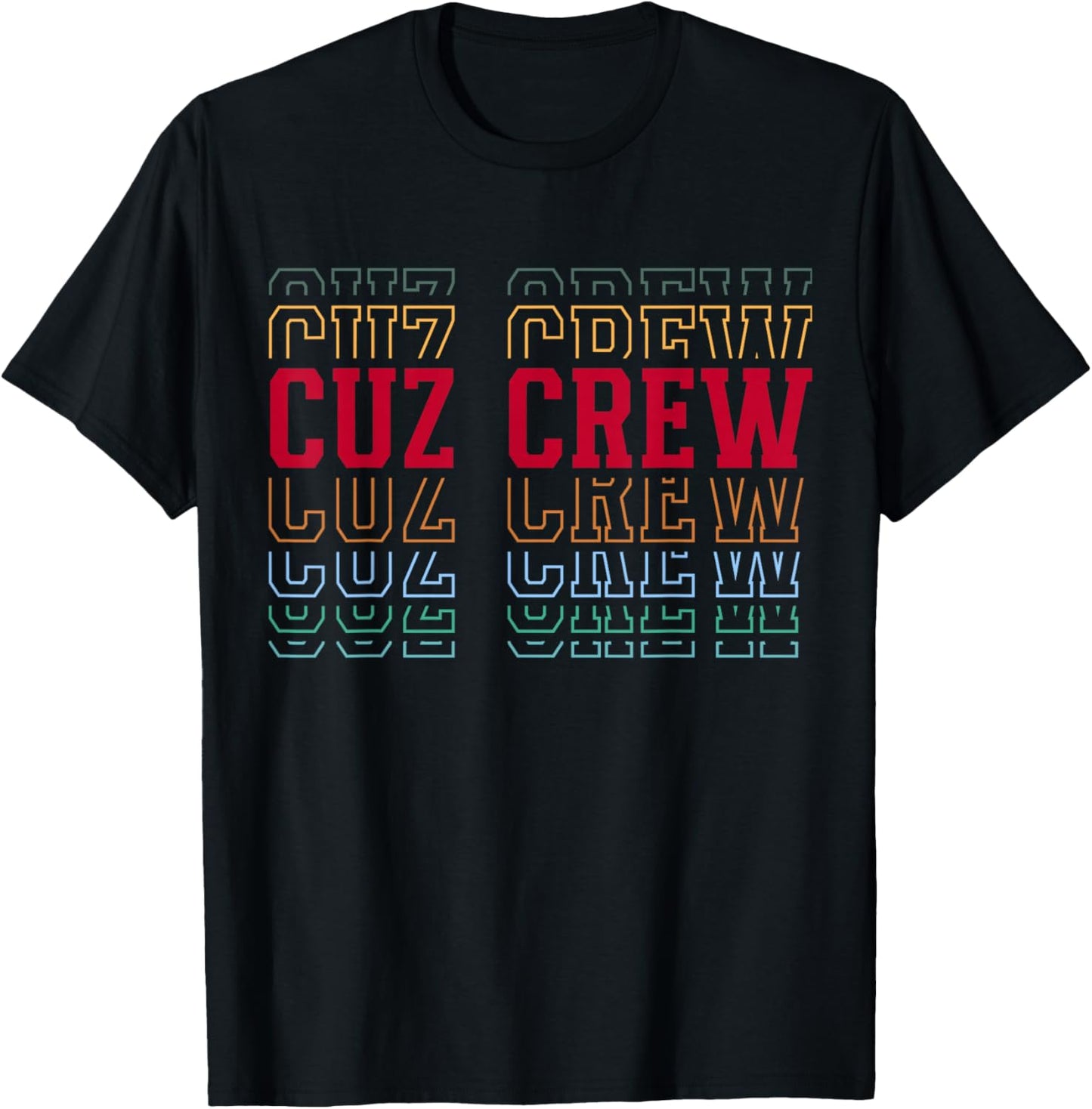 Cuz Crew Funny Athletic Lettering Siblings Cousin T-Shirt - T-Shirt | Black