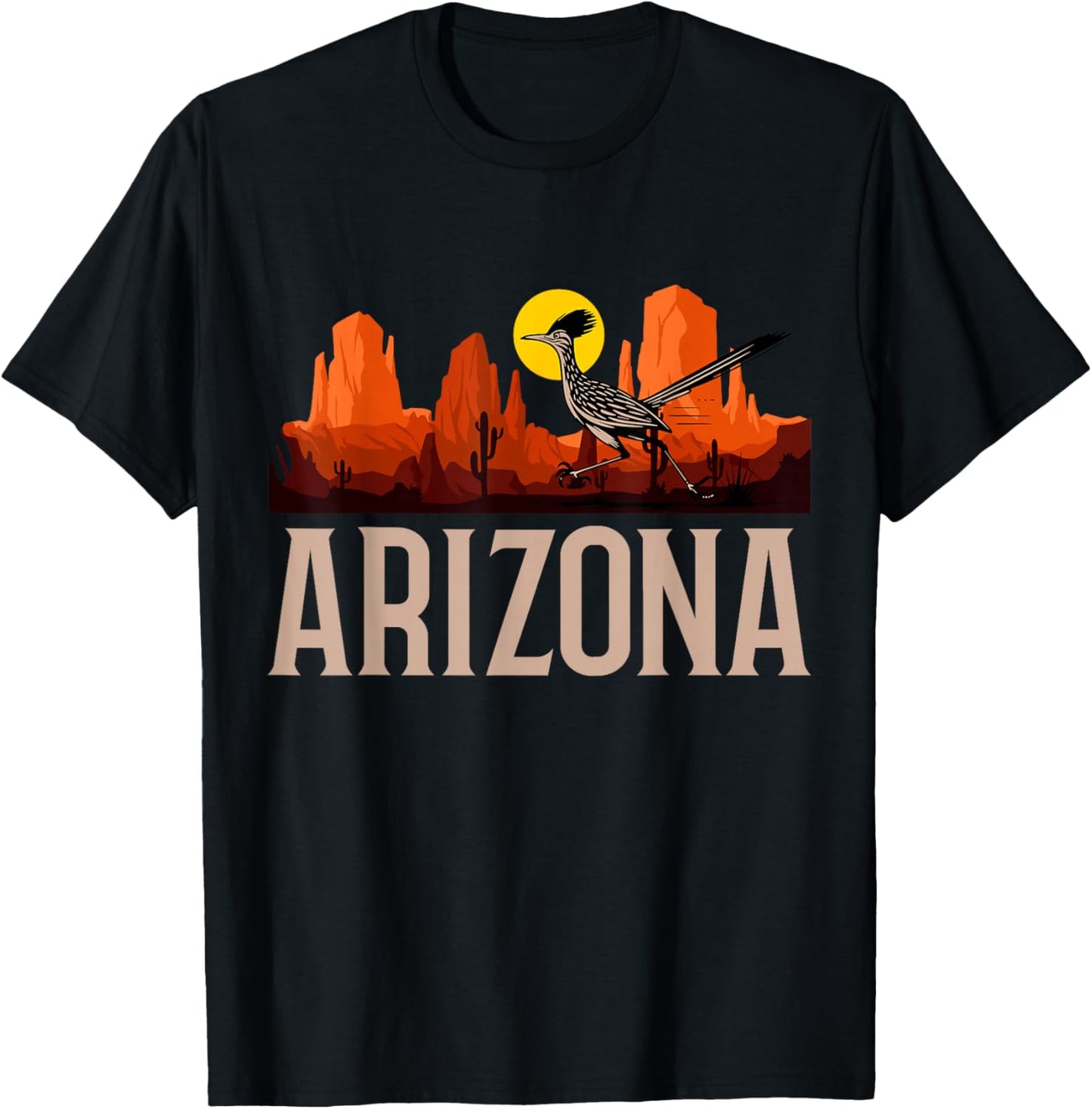 Arizona Desert Vibes Roadrunner T-Shirt - T-Shirt | Black