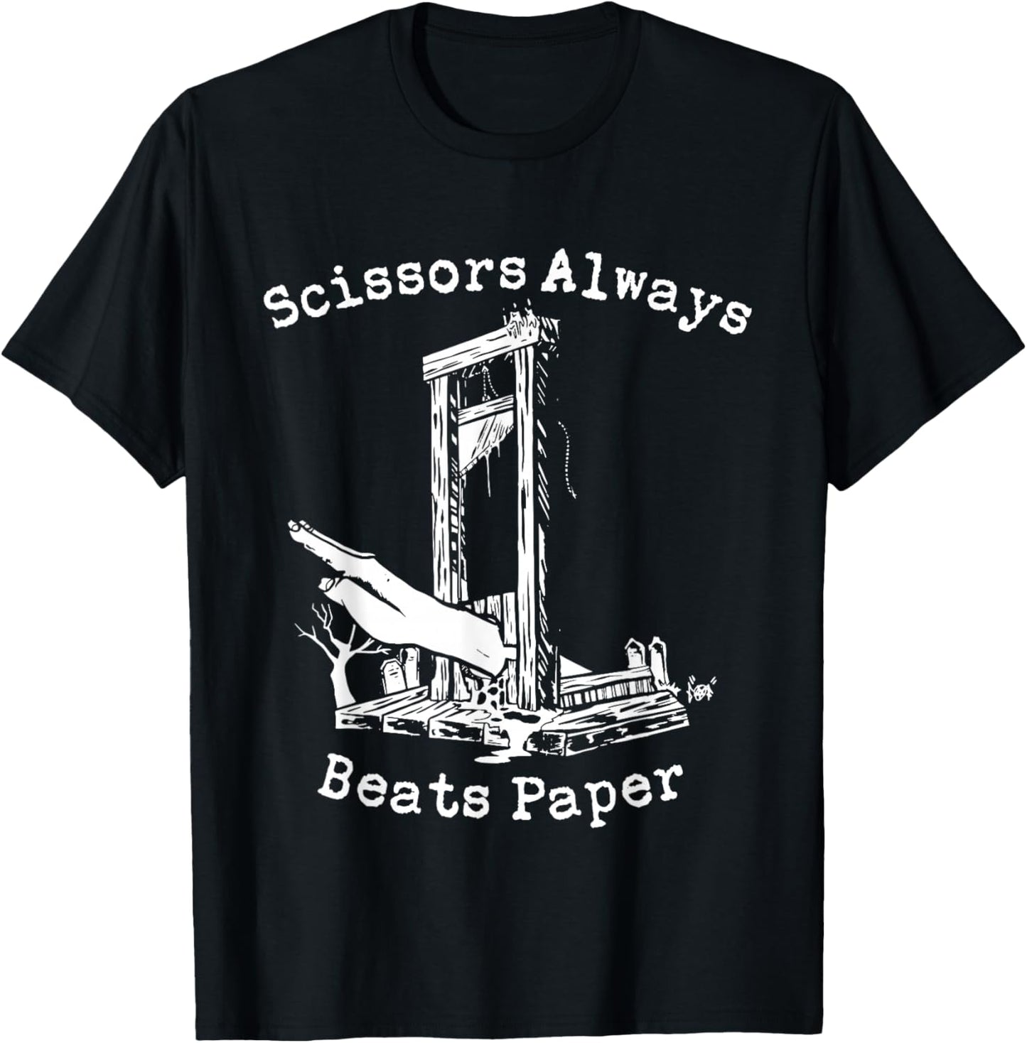 Scissors Always Beats Paper - Game Goth Culture Guillotine T-Shirt - T-Shirt | Black