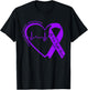 Pancreatic Cancer Awareness Heart Ribbon Purple Support T-Shirt - T-Shirt | Black