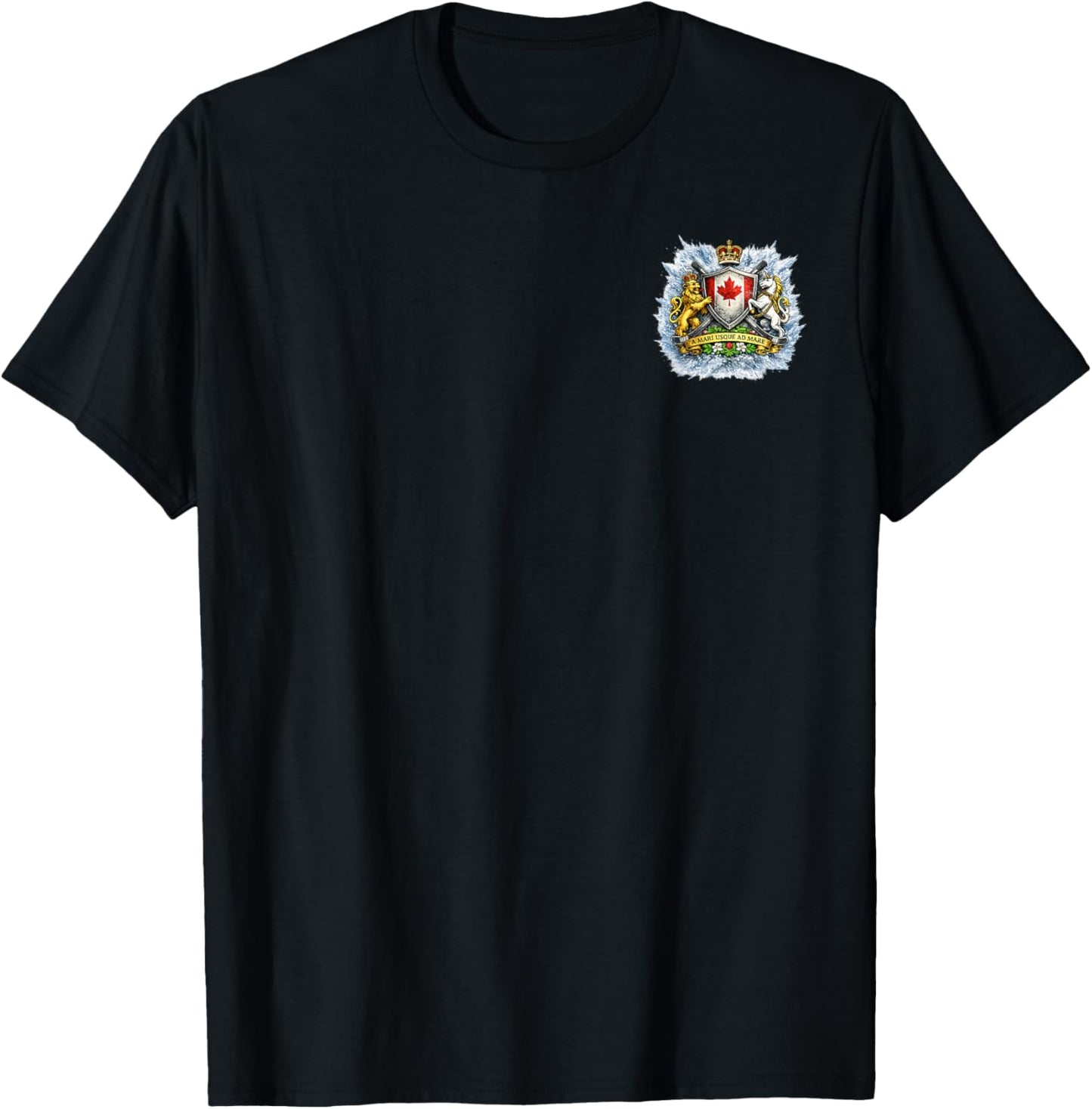 Canadian Ice Hockey Player with Flag Snow Burst T-Shirt - T-Shirt | Black