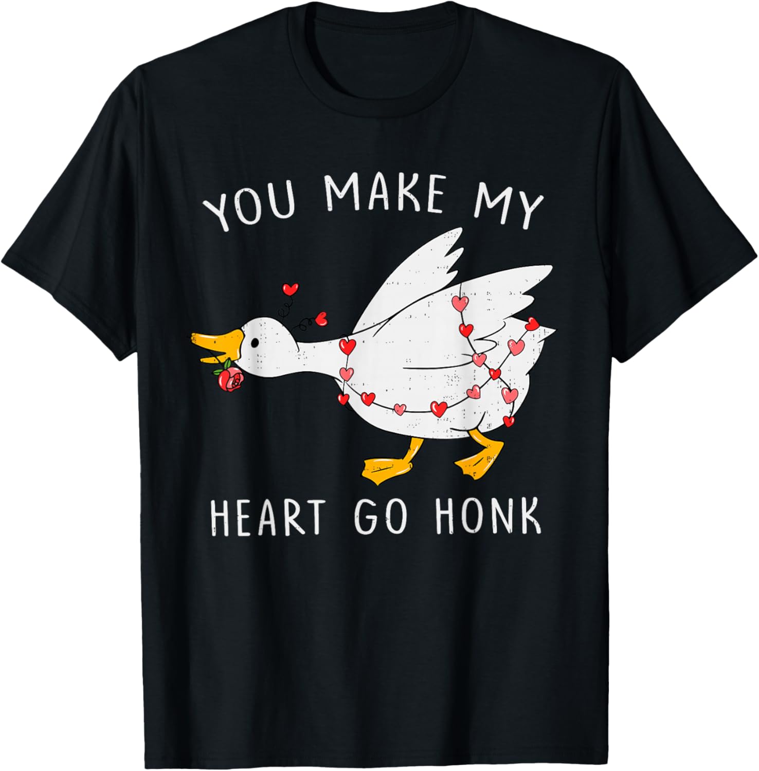 Go Honk Goose Heart Funny Valentines Day Couple Men Women T-Shirt - T-Shirt | Black