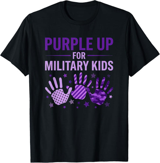 Purple Up for Military Kids Month of The Military Child T-Shirt - T-Shirt | Black