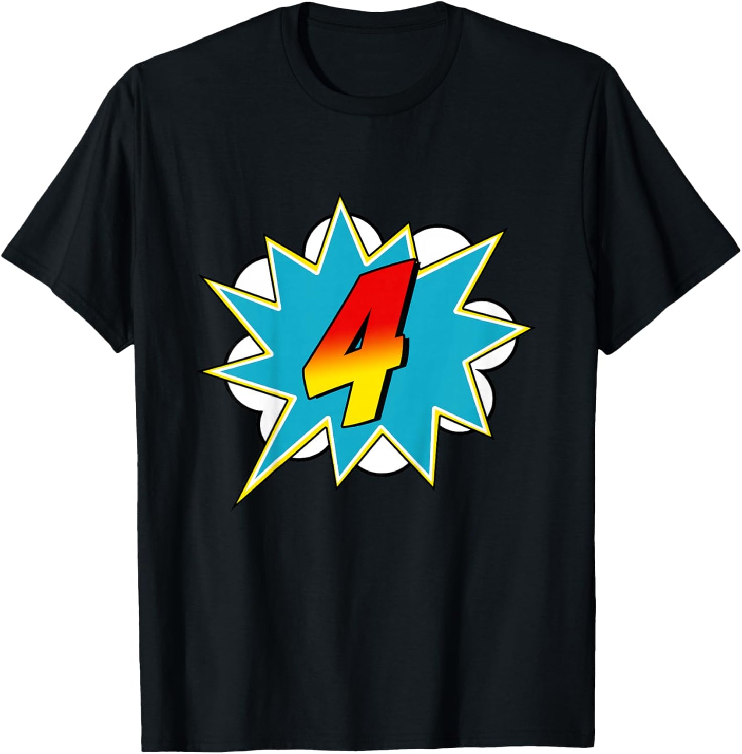 4-4th Birthday Superhero Four Years Old Comic Book T-Shirt - T-Shirt | Black
