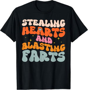 Stealing Hearts and Blasting Farts Funny Meme Adult Humor T-Shirt - T-Shirt | Black