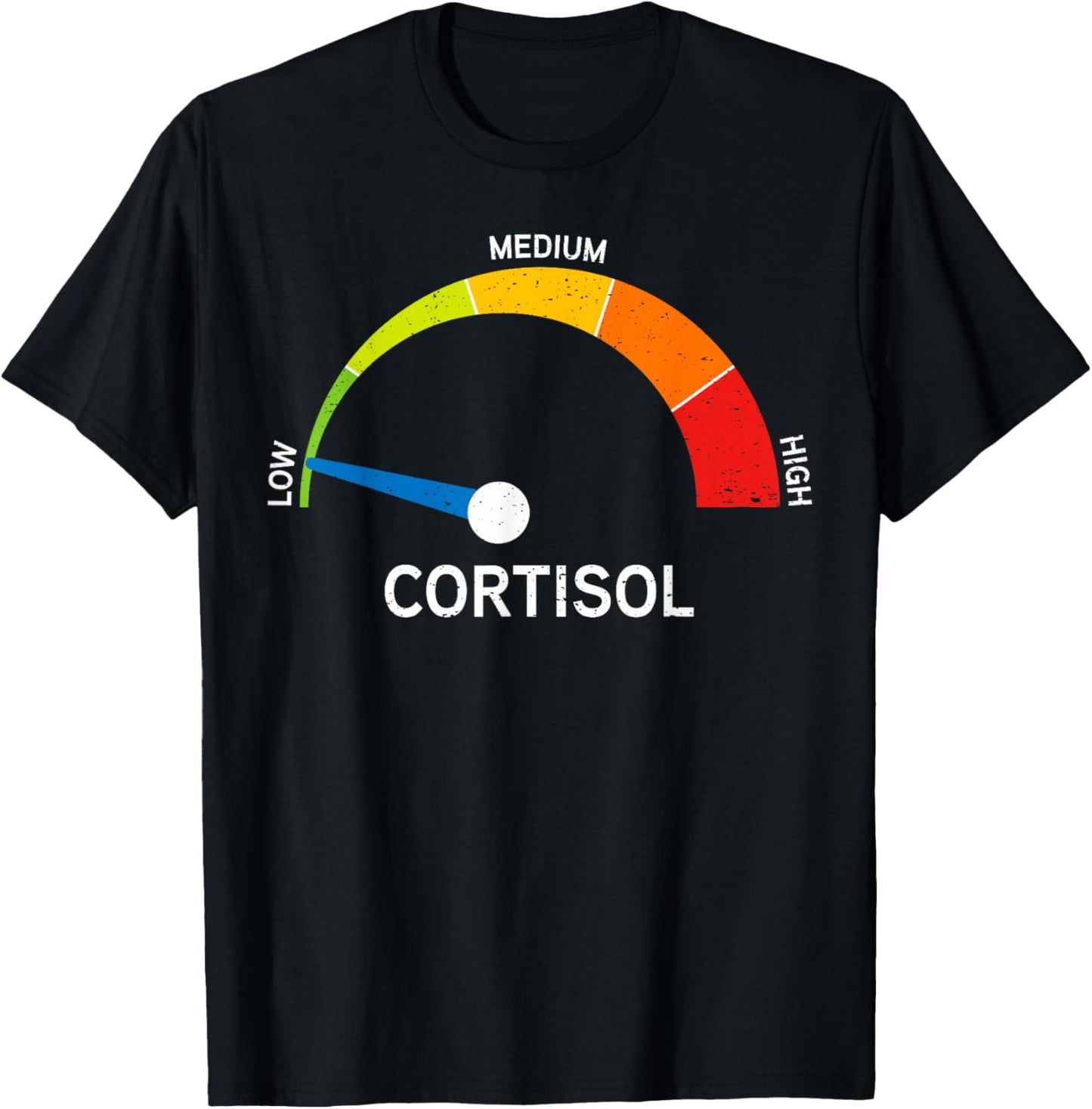 Funny Cortisol Level Speedometer Stress Meme T-Shirt - T-Shirt | Black