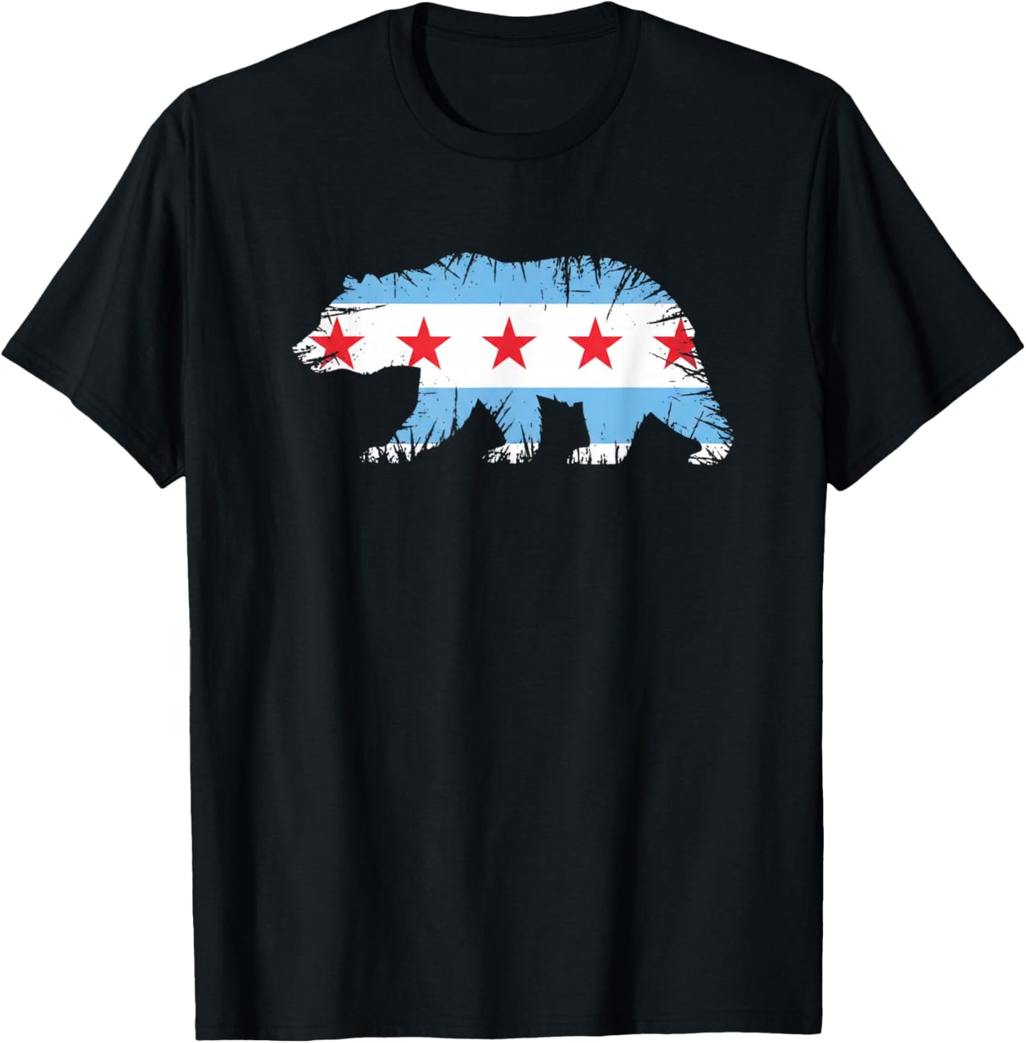 Chicago Flag Rustic City Pride Illinois Animal T-Shirt - T-Shirt | Black