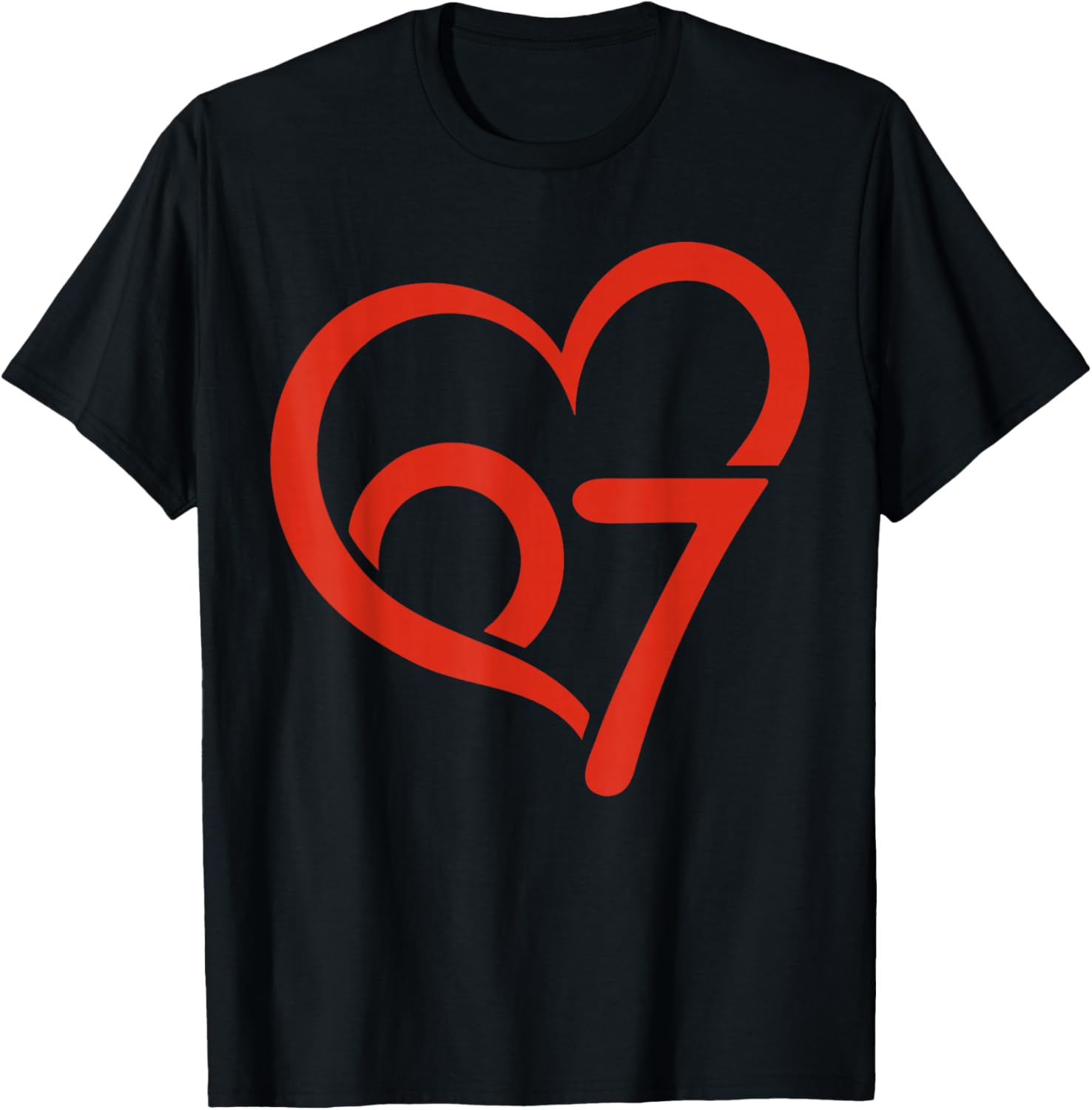 Valentine’s Day 67 Six Seven Meme Birthday Valentine Heart T-Shirt - T-Shirt | Black