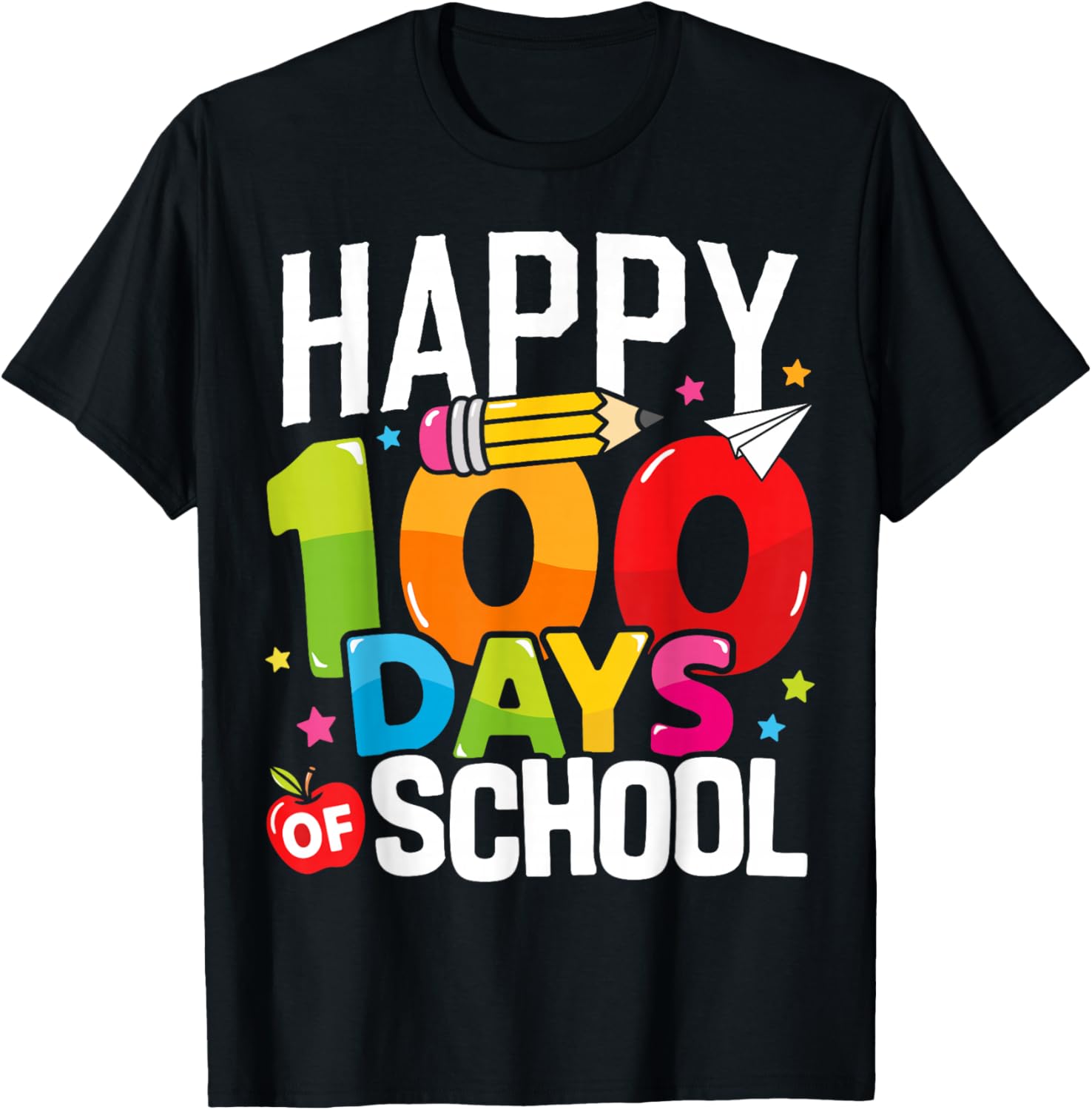 Happy 100 Days of School Teacher 100th Day of School Kids T-Shirt - T-Shirt | Black