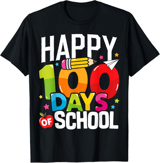 Happy 100 Days of School Teacher 100th Day of School Kids T-Shirt - T-Shirt | Black