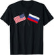 USA Russia Crossed Flags American Russian Friendship T-Shirt - T-Shirt | Black