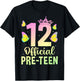 12 Official Pre-Teen Birthday Girl Crown 12th Birthday Party T-Shirt - T-Shirt | Black