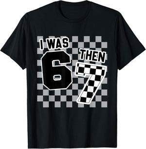 Checkered I was 6 Then 7 Now I'm 8 T-Shirt - T-Shirt | Black