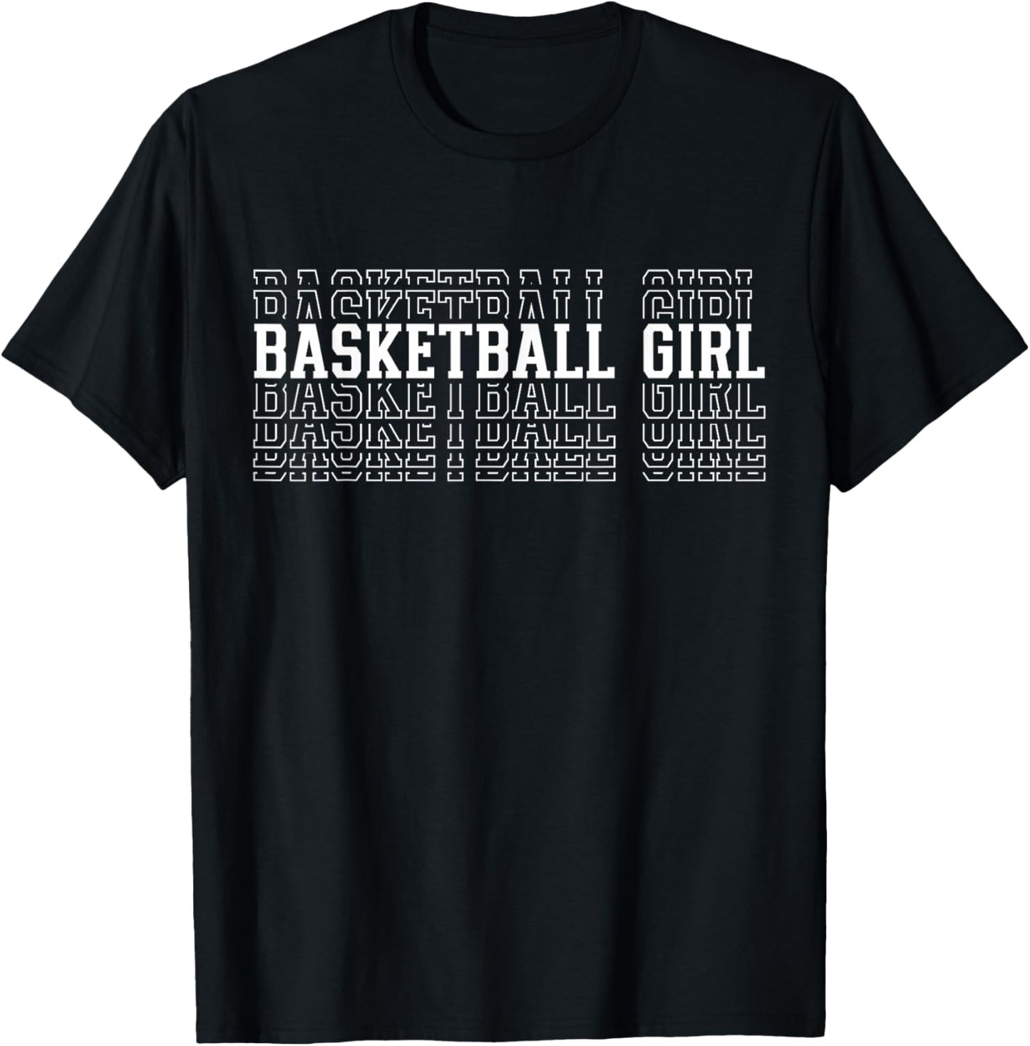 Basketball Girl Funny Layered Text Daughter Youth Kids T-Shirt - T-Shirt | Black