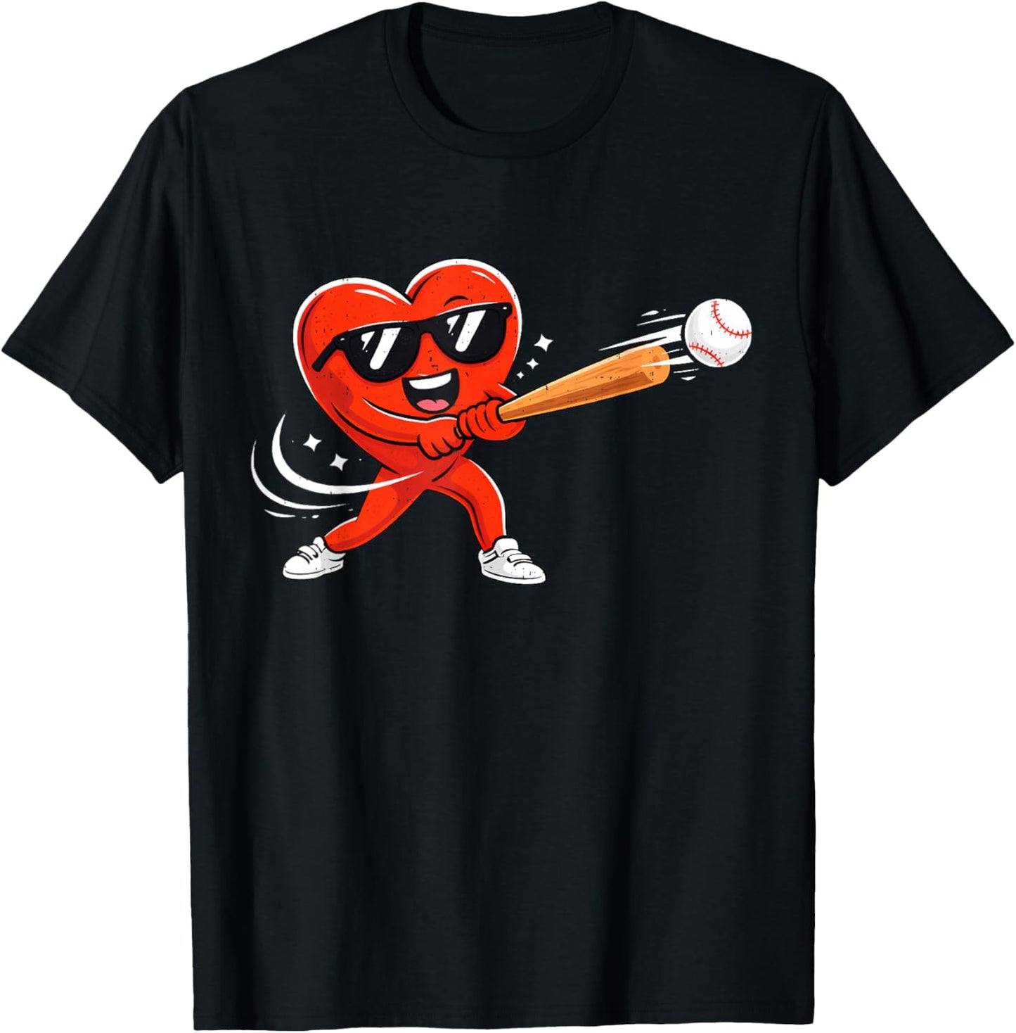 Valentine Baseball Heart Sport Valentines Day Men Boys Kids T-Shirt - T-Shirt | Black
