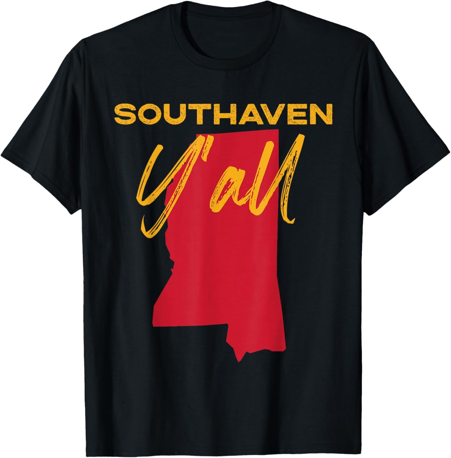 Southaven Mississippi Y'all MS Pride State Map Cute T-Shirt - T-Shirt | Black