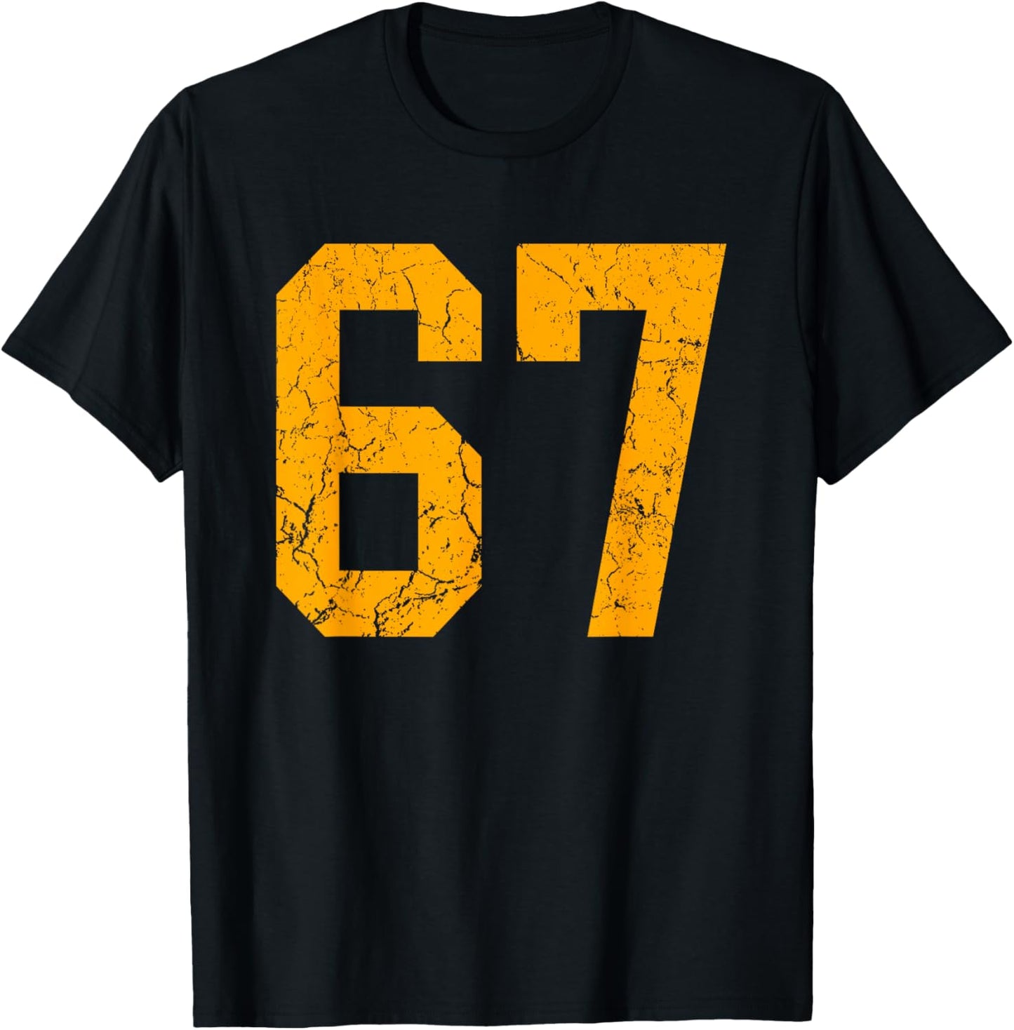 Distressed Orange Number 67 Jersey Player Uniform #67 T-Shirt - T-Shirt | Black