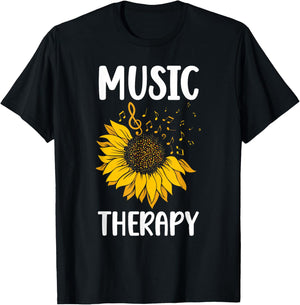 Music Therapy Sunflower Music Therapist Appreciation T-Shirt - T-Shirt | Black