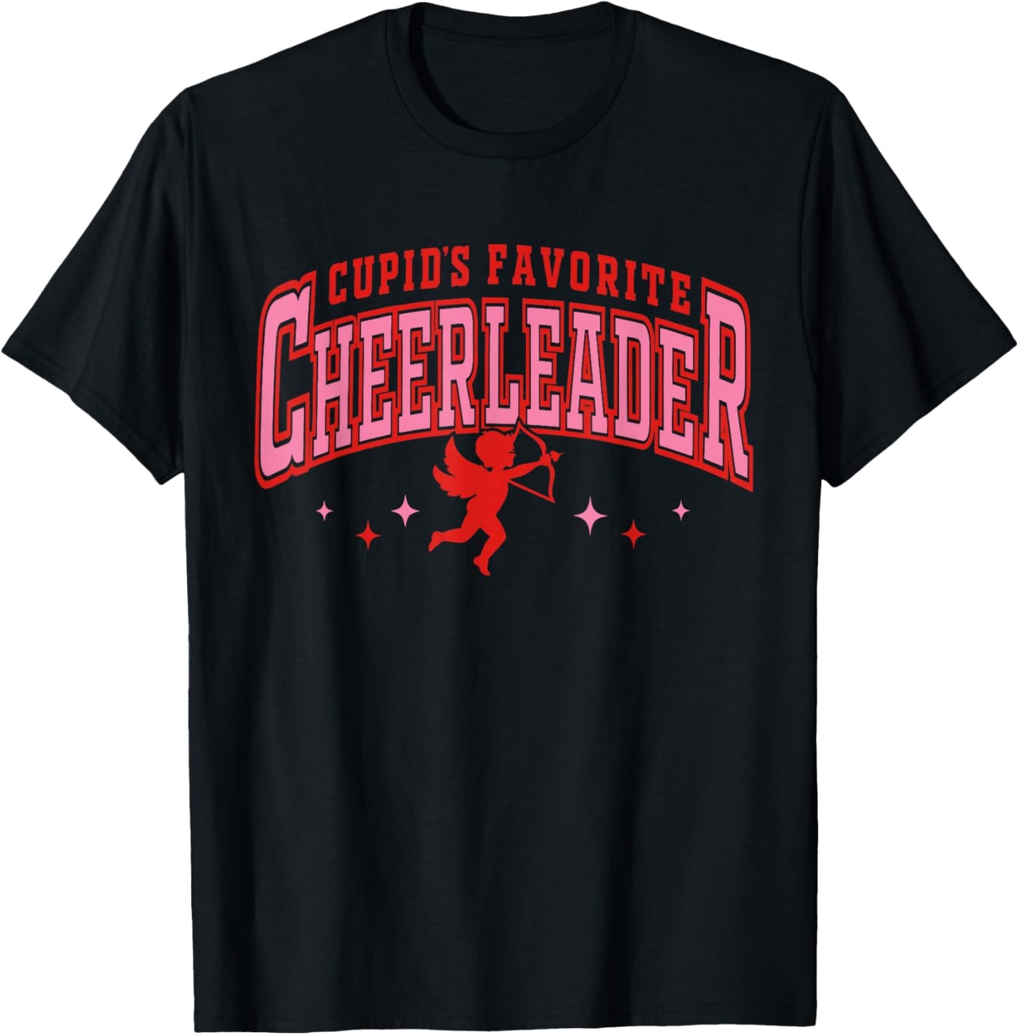 Cupid's Favorite Cheerleader Funny Valentine’s Day T-Shirt - T-Shirt | Black