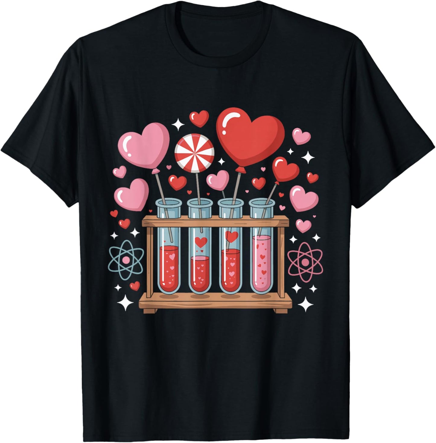 Chemistry Valentine's Day Science Lab Beaker Test Tube Heart T-Shirt - T-Shirt | Black