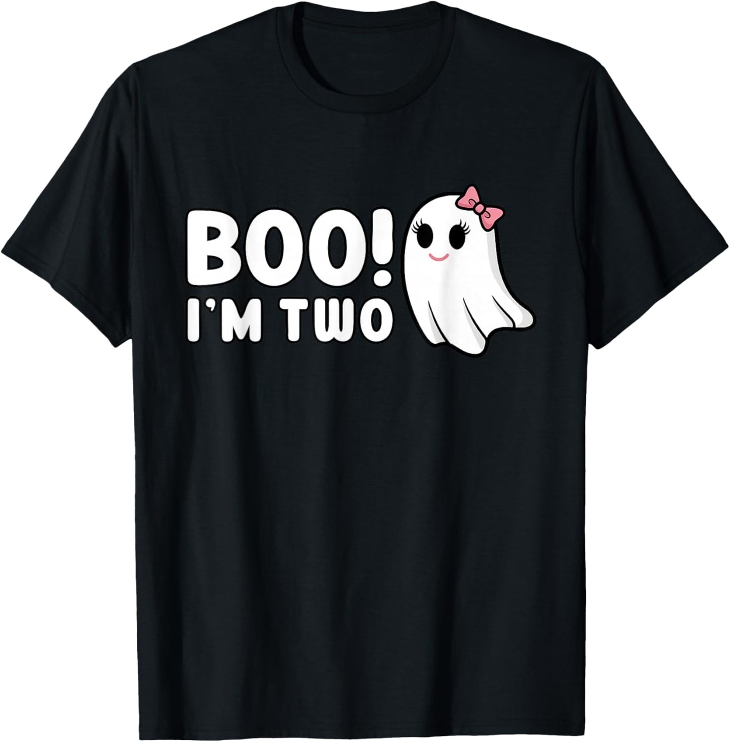 Boo Im Two Cute 2 Year Old Girl Ghost Halloween Birthday T-Shirt - T-Shirt | Black