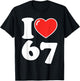 I Love 67 Meme Heart Six Seven Valentines Matching Couple T-Shirt - T-Shirt | Black
