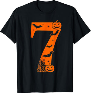 Number 7 Funny Six Seven Meme Halloween T-Shirt - T-Shirt | Black