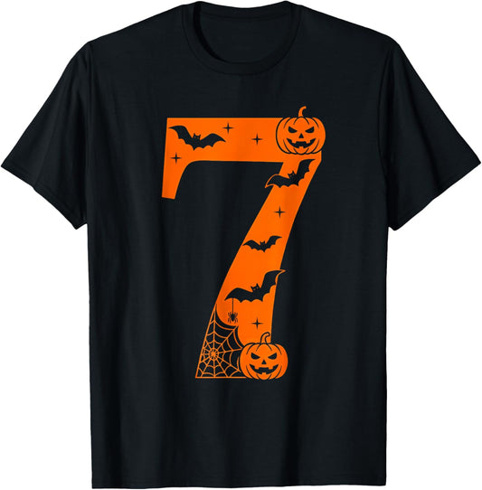 Number 7 Funny Six Seven Meme Halloween T-Shirt - T-Shirt | Black