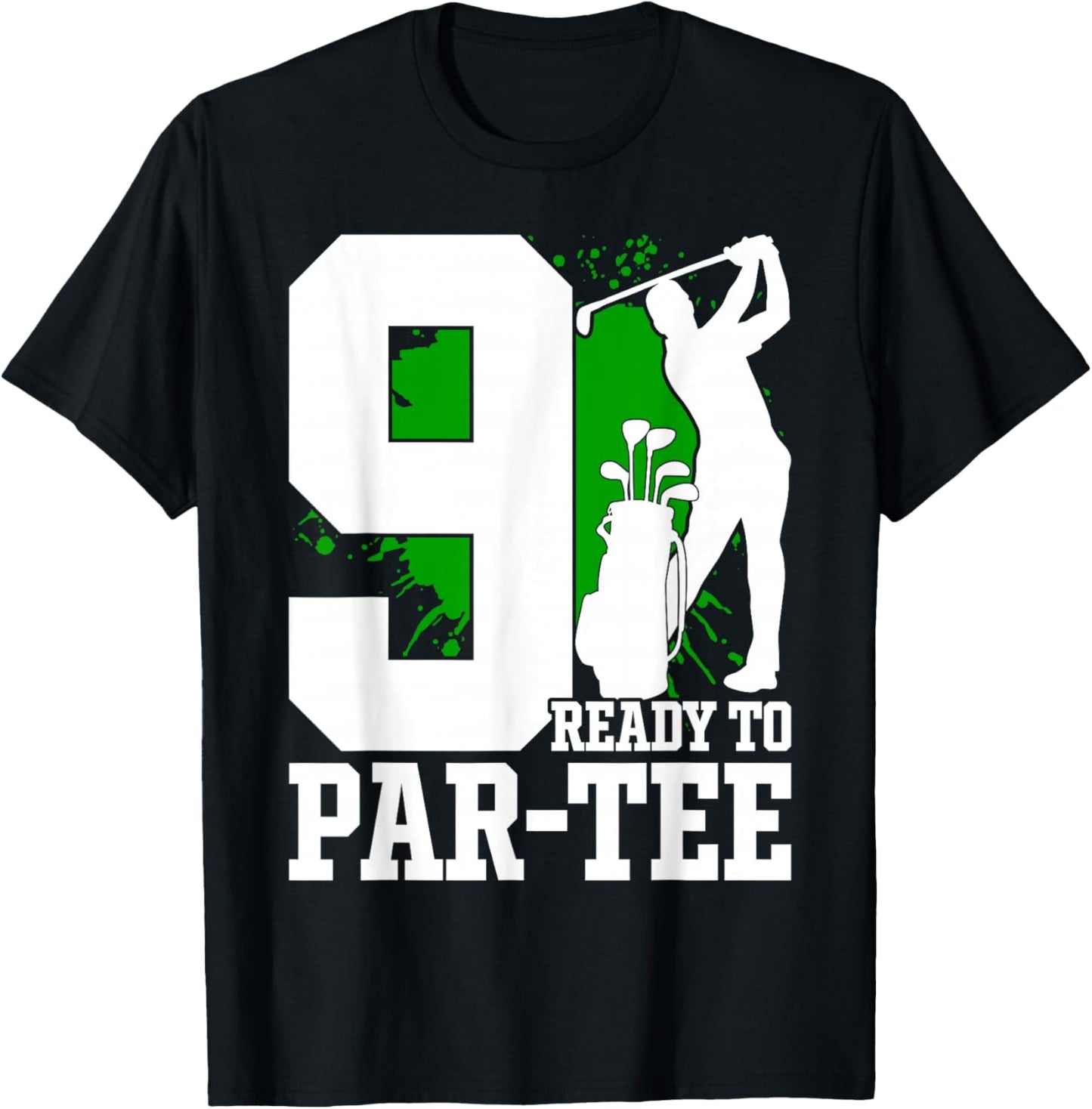 9th Birthday Golfer Boy Nine Year Old Golf Player T-Shirt - T-Shirt | Black