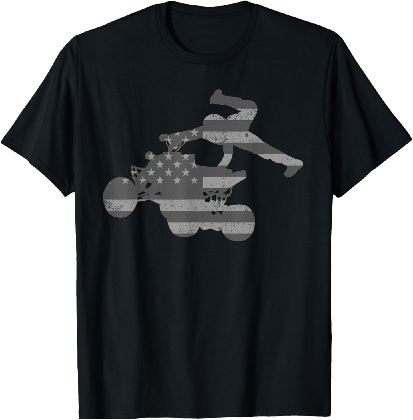 Vintage American Flag ATV T-Shirt - T-Shirt | Black