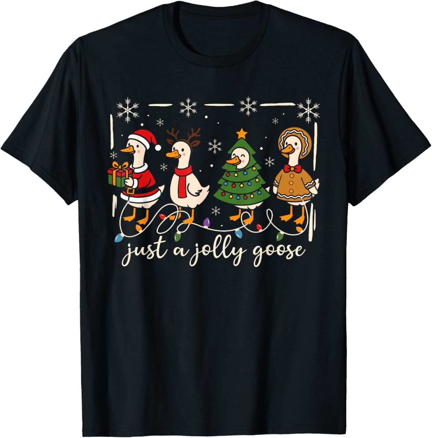 Just A Jolly Goose Funny Silly Goose Santa Christmas Xmas T-Shirt - T-Shirt | Black