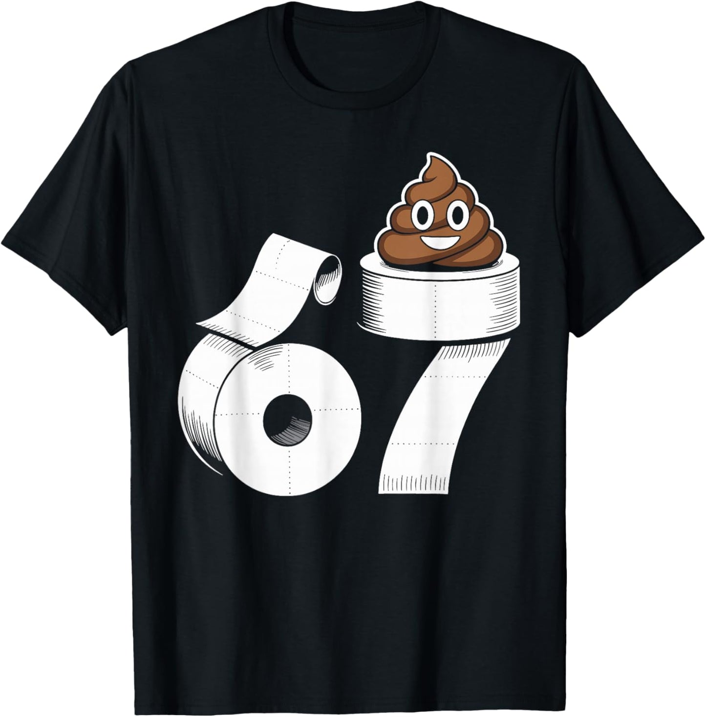 67 Poop Funny Six Seven Gross Toilet Paper Meme Slang Kids T-Shirt - T-Shirt | Black